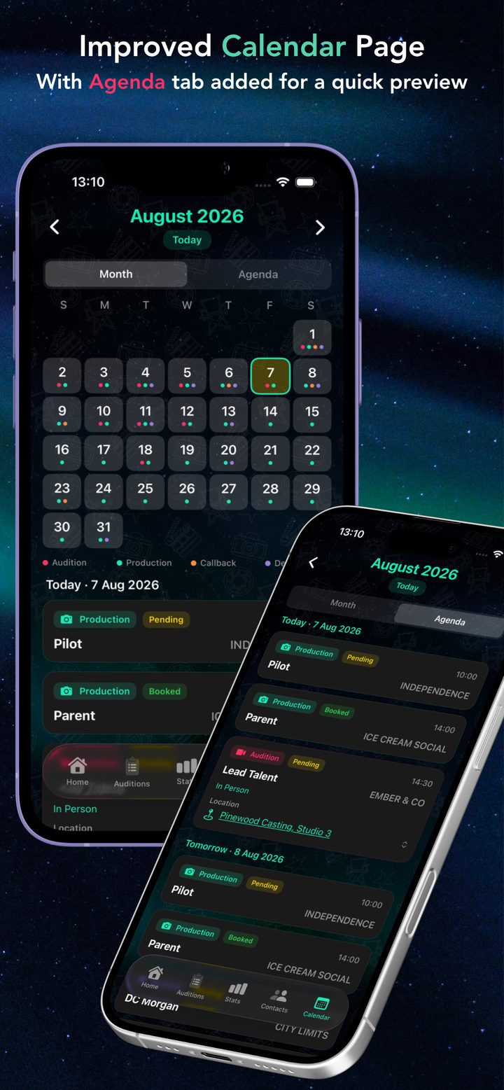 Calendar with Month and Agenda views